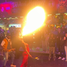 La Negra Fire show with dancers