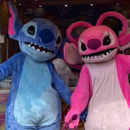 Karakter/Verkleed Diemen  (NL) Stitch en Angel mascotte, meet en greet