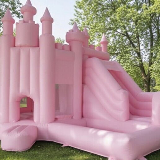 Sports/games Diemen  (NL) Unique pink castle bouncy castle rental