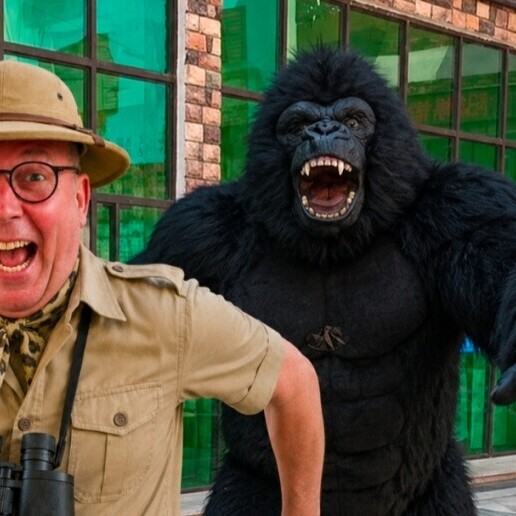 Character/Mascott Dronten  (NL) Bokito gorilla aap met verzorger act
