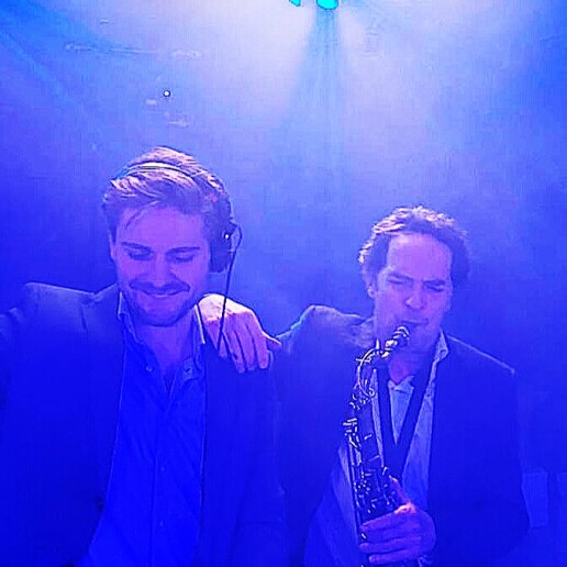 Saxophonist Overloon  (NL) Jan on sax with DJ Hidmar