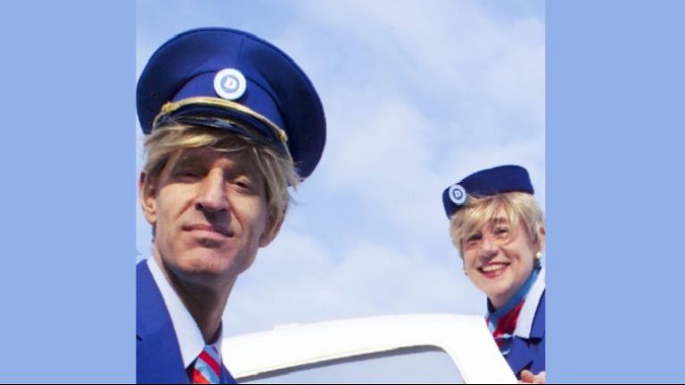 Stewardesses act during reception