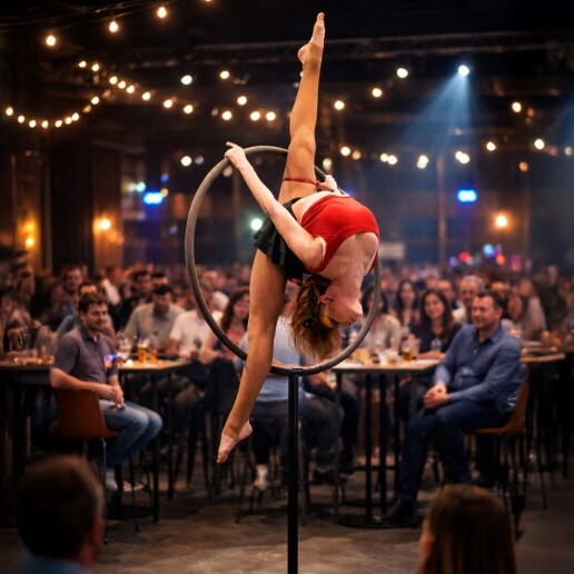 Acrobaat Waalwijk  (NL) Acrobaat in een hoepel / Lollipop Show