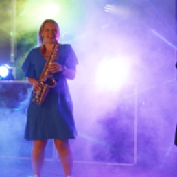 Monique on Sax with All-round DJ