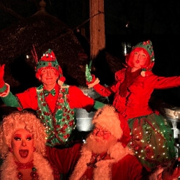 Christmas elves on stilts