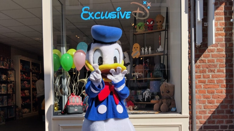 Donald Duck visiting briefly