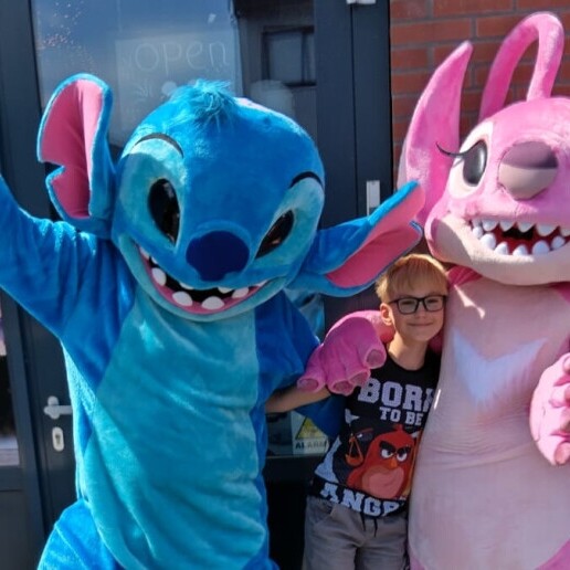 Stitch & Angel visiting long