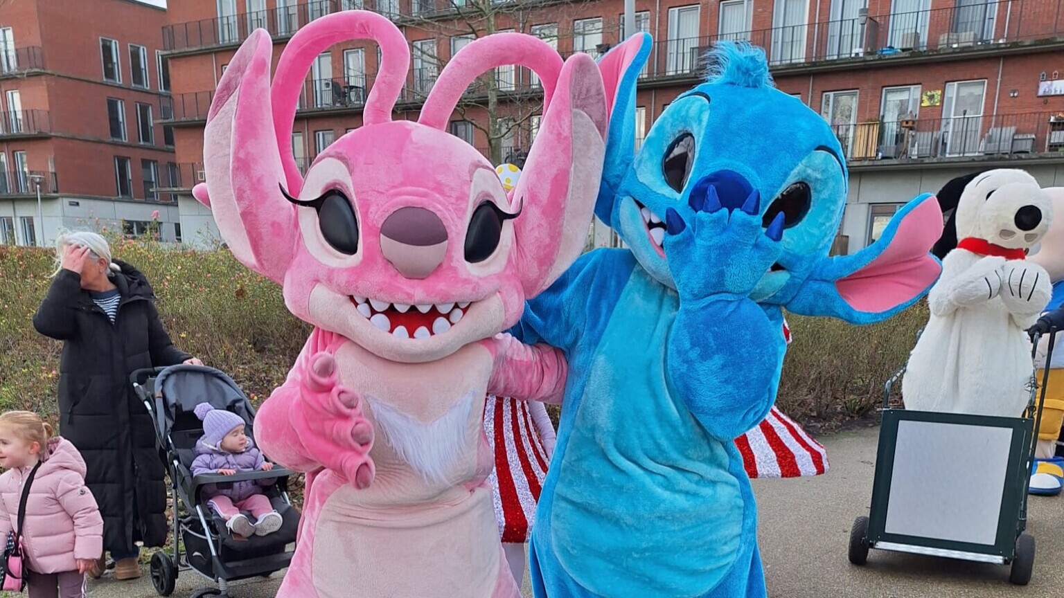 Stitch & Angel visiting long