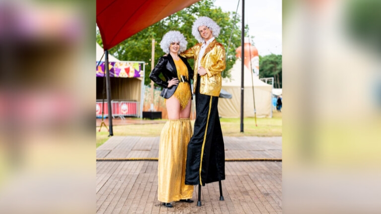 Disco Duo on Stilts