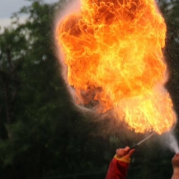 Medieval fire breather show,