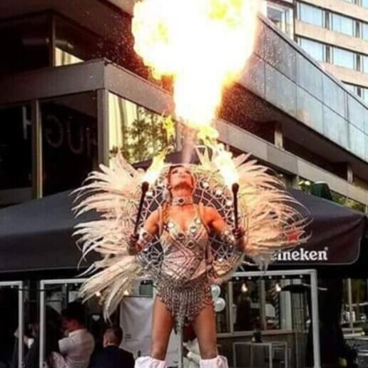 Stunt show Veldhoven  (NL) Fire-breathing Stiltwalker act