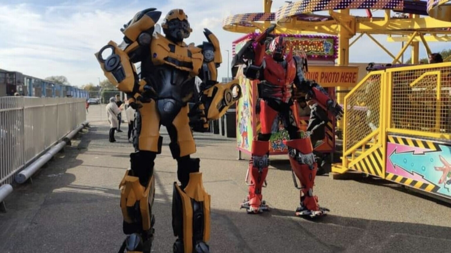 Giant Epic Robots in yellow from red.