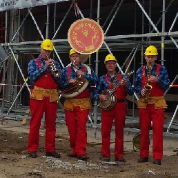 Construction workers walking orchestra