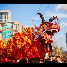 Chinese Monkey King with Dragon Ribbon Dance