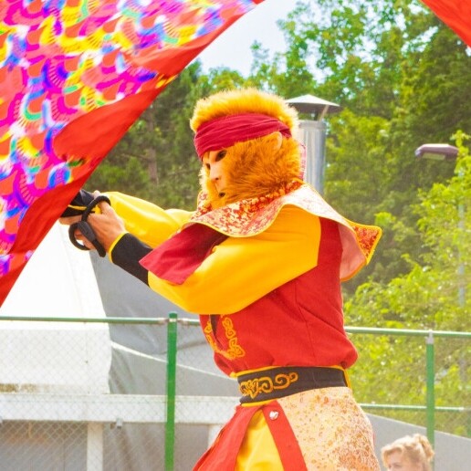 Chinese Monkey King with Dragon Ribbon Dance