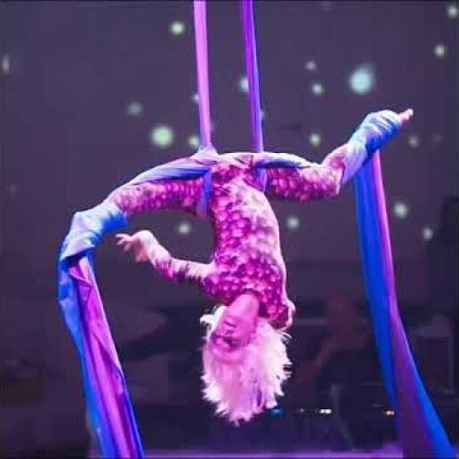 Aerial solo act in tissue /silk optreden