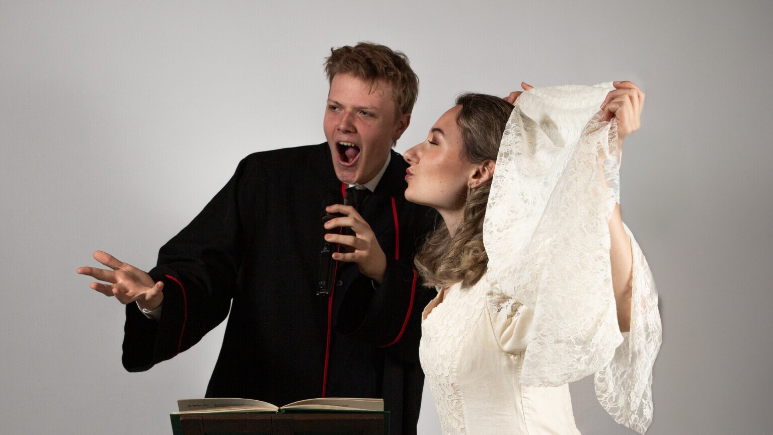 Waiting bride and officiant